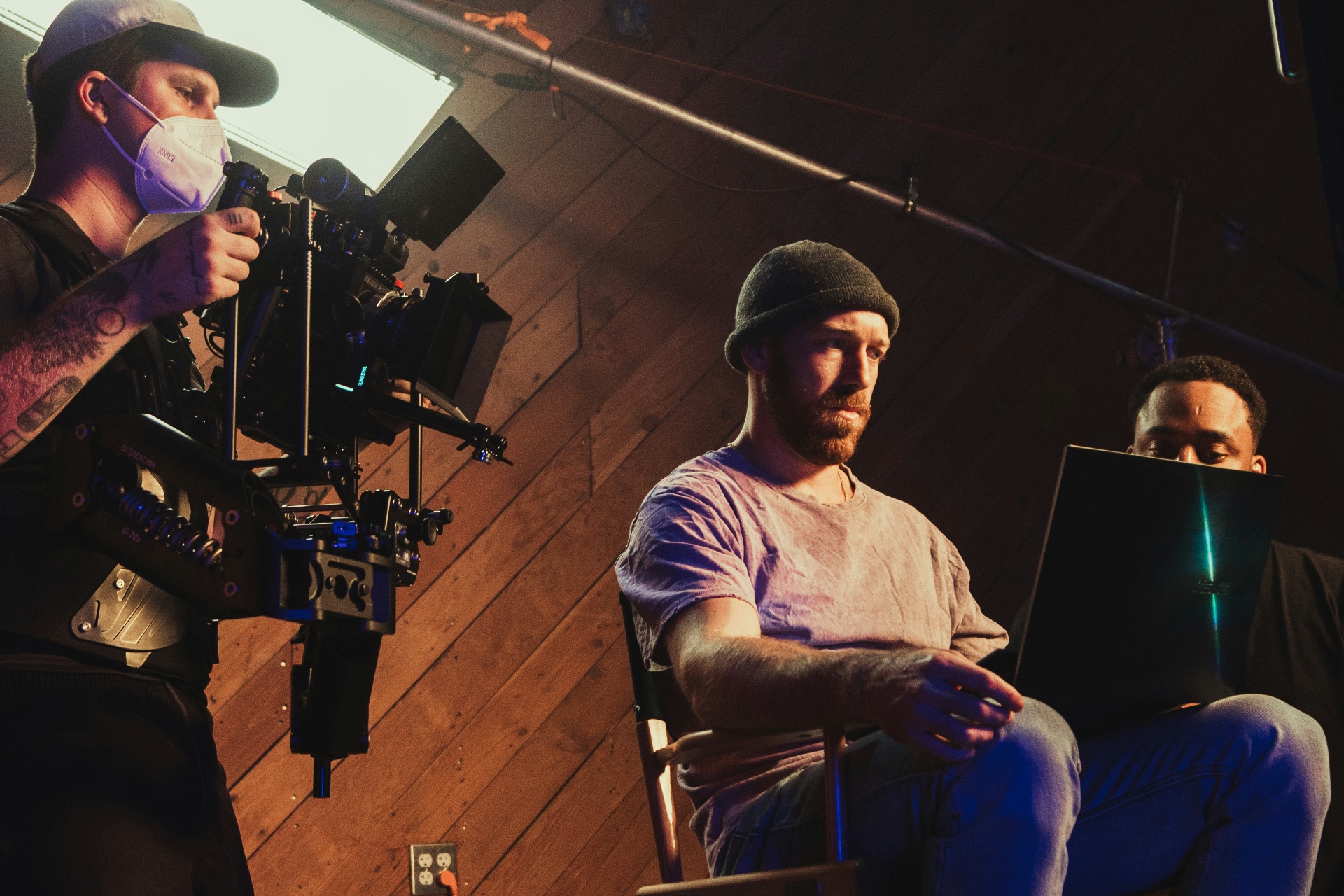 Director and camera operator on a Properlymade production set