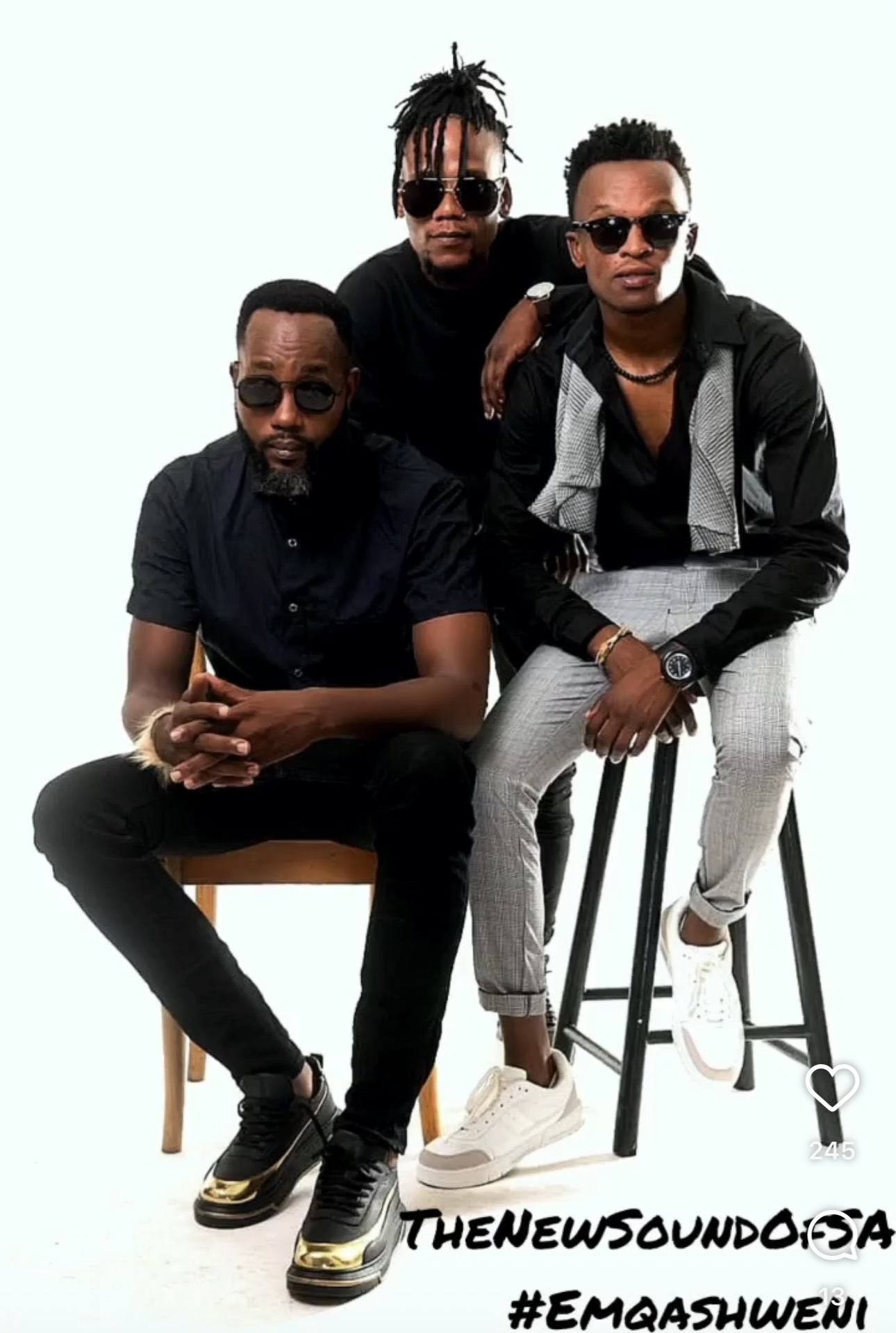 Thenewsoundofsa trio in a promotional shoot for the single Emqashweni