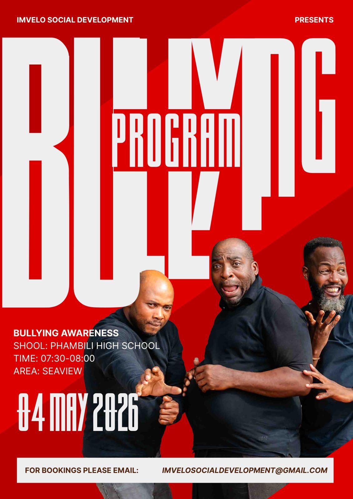 Poster for the Imvelo Social Development bullying awareness school programme